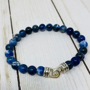 Blue Lapis Bracelet Beads w/ Sterling silver clasp